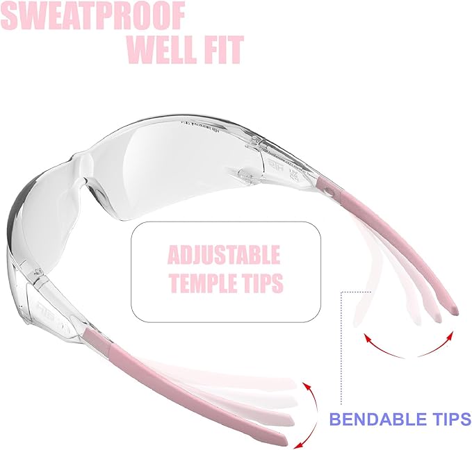 ANSI Z87.1 Anti-Fog Wrap-Around Clear Safety Glasses, Pickleball lab chemistry goggles with Scratch Resistant