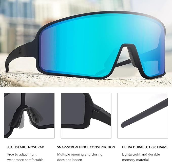 MAXJULI Polarized Sunglasses for Men Women, Windproof Outdoor Sports Cycling Running UV400 Protection Sun Glasses 8121