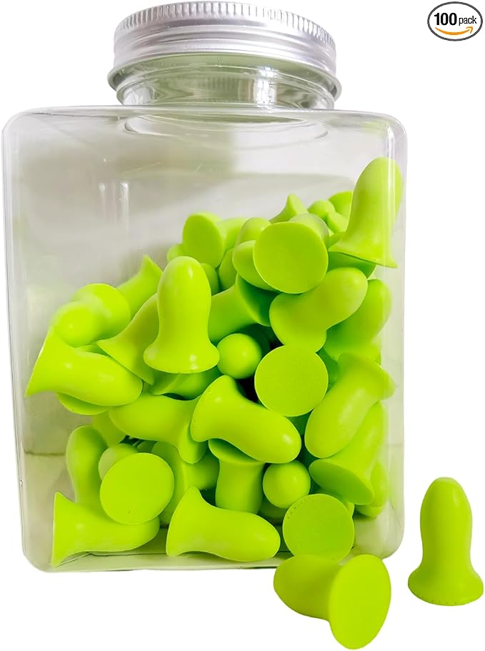 Soft Foam Earplugs 50 Pair,32dB Highest NRR for Noise Reduction,Safety Hearing Protection Ear Plugs Contoured for Comfort Slow Rebound,Tapón para el oído,Slim Waist (Green, Small)