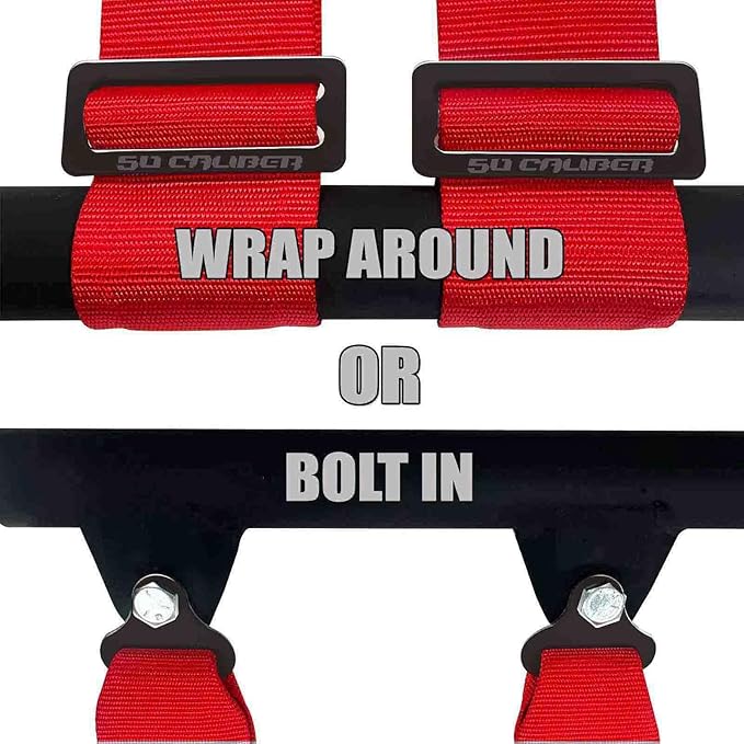 Red 4 Point Harness for Bucket Seat, Push Button Release, 10 Color Options, Racing Harness, Race Car, Off Road Vehicle, UTV, RZR (1 Unit) [6031]