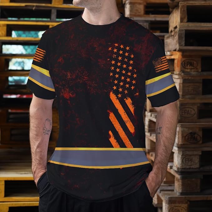 Maddly High Visibility US Flag Collection Safety Workwear Custom Name for Workers, Runners, Truckers, Patriotic