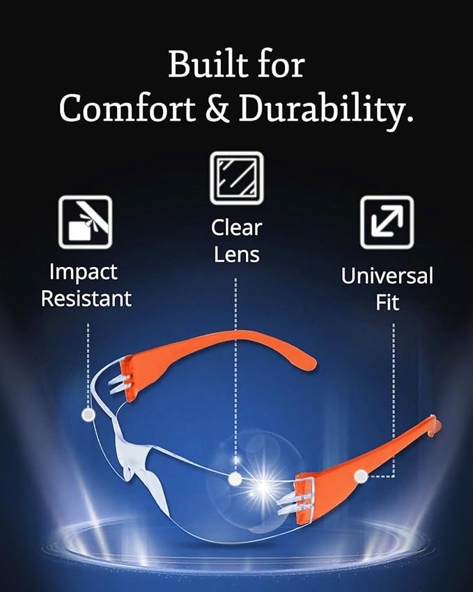 Aqulius 48 Pack of Safety Glasses (48 Protective Goggles) Crystal Clear Eye Protection - Perfect for Construction, Shooting, Lab Work, and More!