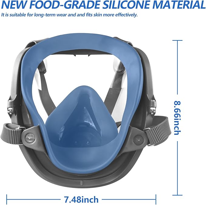 Reusable full Face Cover, Full Face Respirator Mask, Organic Vapor Gas Mask with Activated Carbon Filters