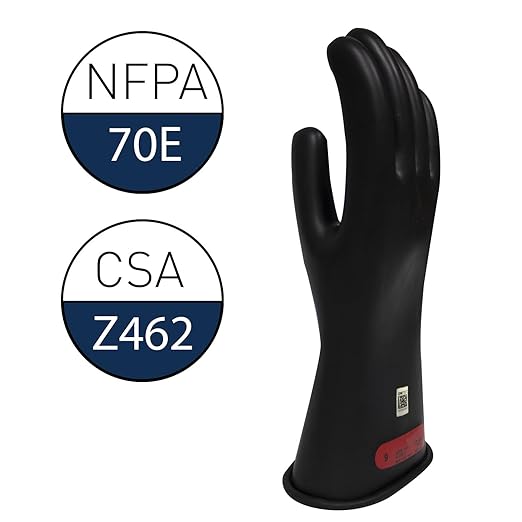Enespro Class 0 Black Rubber Voltage Insulating Gloves, Max. Use Voltage 1000V AC/1500V DC, GC0B11