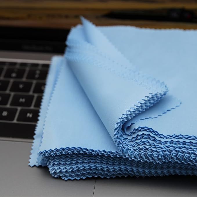 AAwipes Eyeglasses Cleaning Cloth Glasses Cloths Bulk (5.5"x5.5", Blue, 100 pcs, No Logo) for Eyeglasses, Lenses, Phones, Screens, Camera, Silverware, Any Other Delicate Surfaces (V1515)