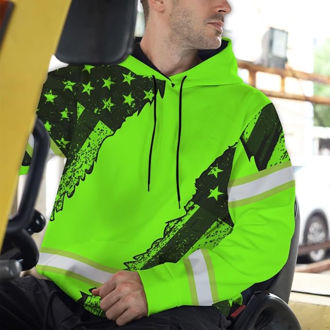 Maddly High Visibility US Flag Collection Safety Workwear Custom Name for Workers, Runners, Truckers, Patriotic