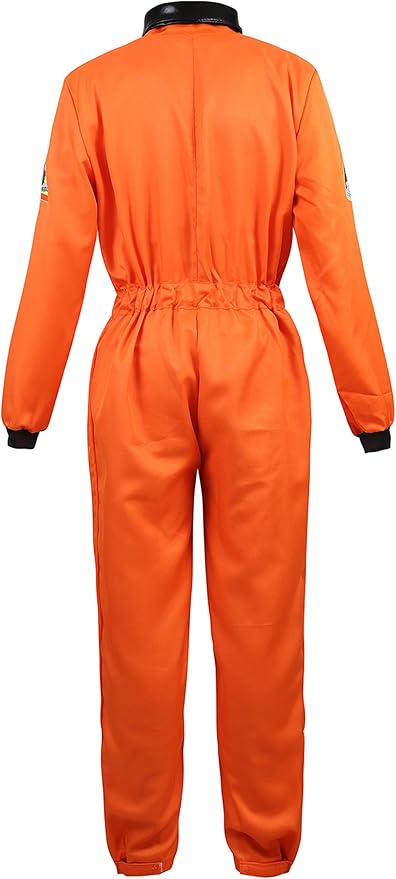 Women's Astronaut Spaceman Costume Adult Coverall Air Force Flight Jumpsuit Halloween Dress Up Party