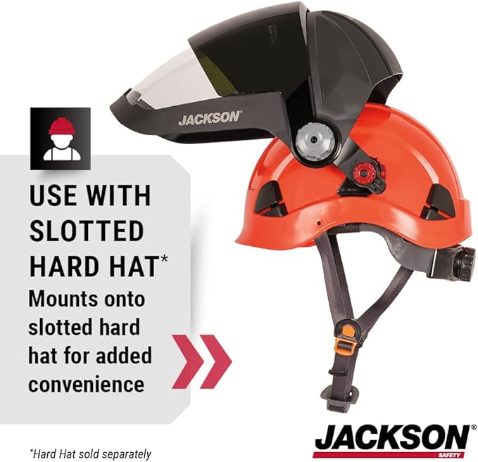 Jackson Safety QUAD 500 Face Shield - Anti-Fog Window with Chin Guard - ANSI Z87.1 & OSHA - (Multiple Styles & Headgears)