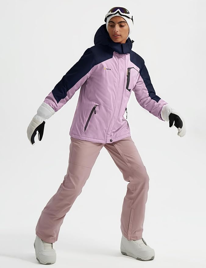 GEMYSE Women's Ski Snow Jacket Warm Winter Waterproof Coat Snowboard Rain Jacket Hooded Windproof Windbreaker