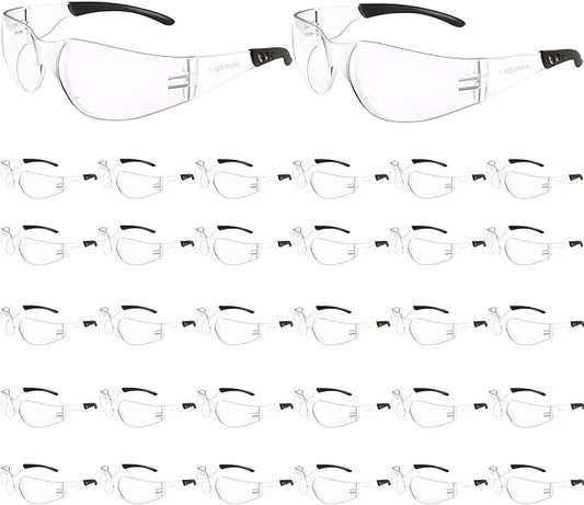Safety Glasses Bulk ANSI Z87.1, Wrap Around Resistant Scratch Eye Protective Eyewear for Men Women Work Lab