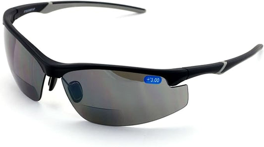 V.W.E. Bifocal High Performance Protective Safety Glasses Light Mirror Tint Bifocal - Reader - Sunglasses Ansi Z87.1 (Matte Black, 1.50)