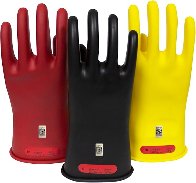Enespro Class 00 Red Rubber Voltage Insulating Gloves, Max. Use Voltage 500V AC/750V DC, GC00R09