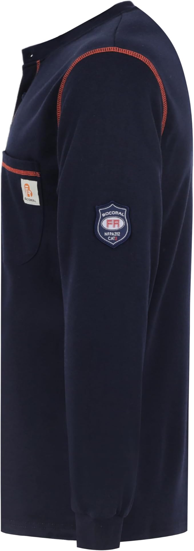 BOCOMAL FR Shirts Flame Resistant Henley Shirt NFPA2112/CAT2 7oz Men's Long Sleeve Fire Retardant Clothing