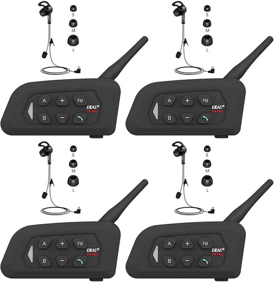 Referee Communication System Sets, V4C Plus Referee Headsets with USB C Interface Right Earpiece for Volleyball Official Football Coach Crews Soccer Handball (4 Pack)