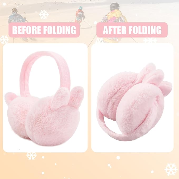 Kids Winter Earmuffs Baby Warm Ear Muff Girls Cute Furry Ear Warmers Boys Foldable Ear Covers for Cold Weather