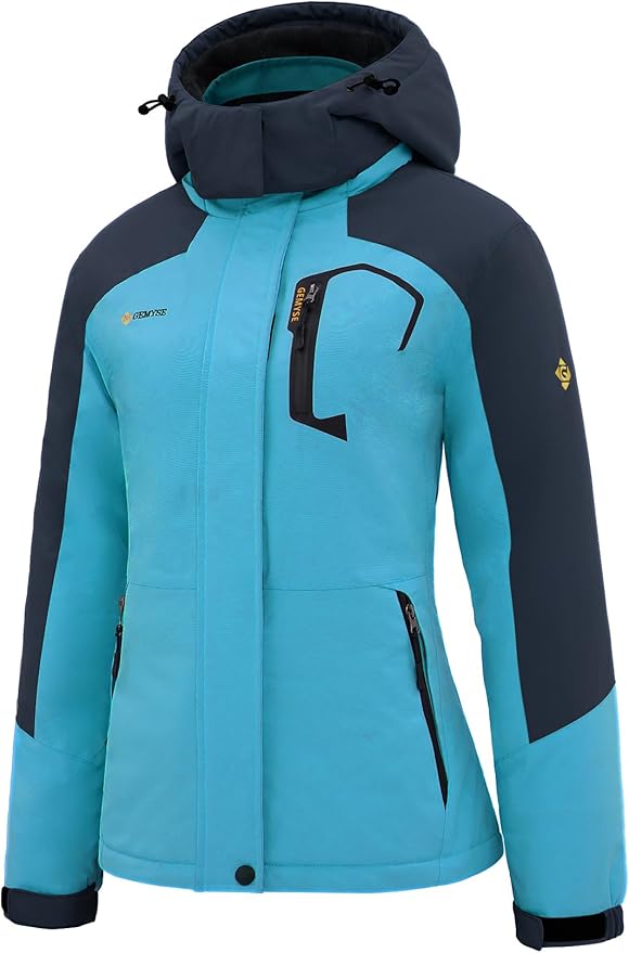 GEMYSE Women's Ski Snow Jacket Warm Winter Waterproof Coat Snowboard Rain Jacket Hooded Windproof Windbreaker