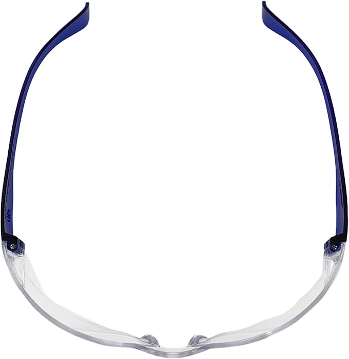 BISON LIFE Clear Lens Color Temple Safety Glasses | One Size, Adult, Youth, Clear Protective Polycarbonate Lens Color Temple, Blue, 24 PAIRS