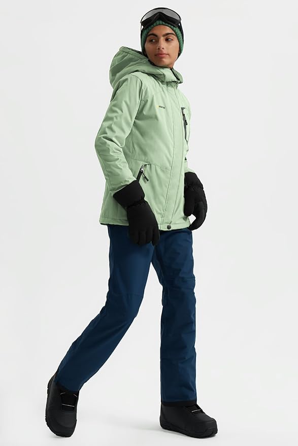 GEMYSE Women's Ski Snow Jacket Warm Winter Waterproof Coat Snowboard Rain Jacket Hooded Windproof Windbreaker
