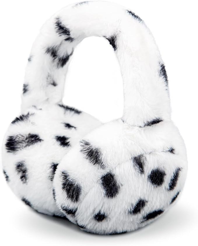 Winter Ear Muffs for Women Girls Faux Fur Cute White Earmuffs Fluffy Ear Warmers Foldable Ear Covers Outdoor