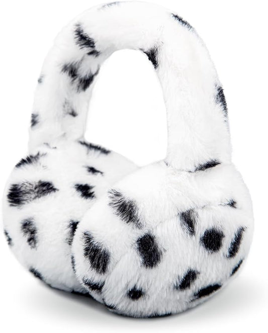 Winter Ear Muffs for Women Girls Faux Fur Cute White Earmuffs Fluffy Ear Warmers Foldable Ear Covers Outdoor
