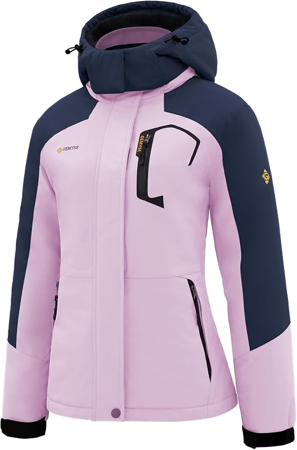 GEMYSE Women's Ski Snow Jacket Warm Winter Waterproof Coat Snowboard Rain Jacket Hooded Windproof Windbreaker