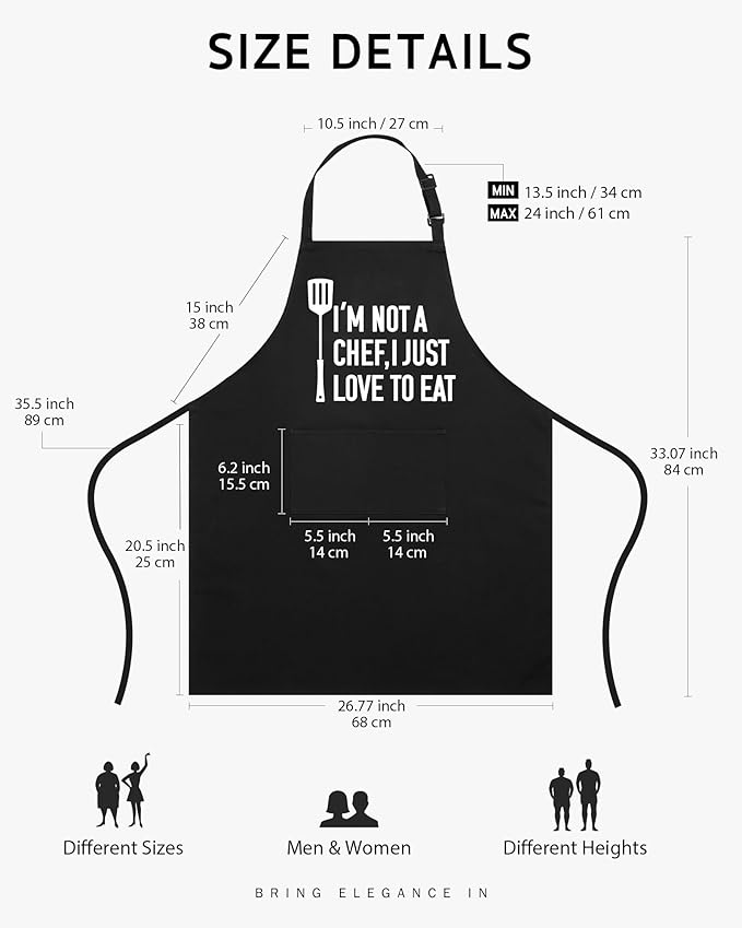 Syntus Chef Apron for Men Women Kitchen Cooking Apron with Pockets, Adjustable Bib Aprons Stain Resistant, 1 Pack