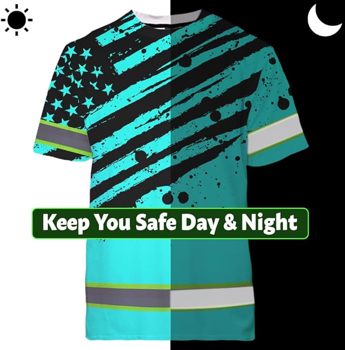 Maddly High Visibility US Flag Collection Safety Workwear Custom Name for Workers, Runners, Truckers, Patriotic