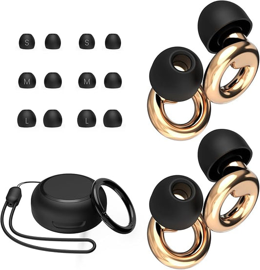 Ear Plugs for Sleeping,2 Pairs of Stylish Reusable Noise Reduction Earplugs with 8 Pairs Tips & case,Hearing Protection Earplugs for Concert,Travel,Work,Live Events - 25dB-30dB