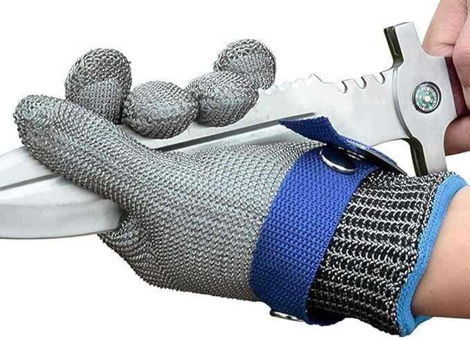 Schwer SlicePro ANSI A9 Cut Resistant Glove PR1707, Food Grade Stainless Steel Wire Metal Gloves, Cutting Gloves for Kitchen, Meat Cutting, Oyster Shucking, Fish Fillet, Non-PFAS (XXL, 1 PCS