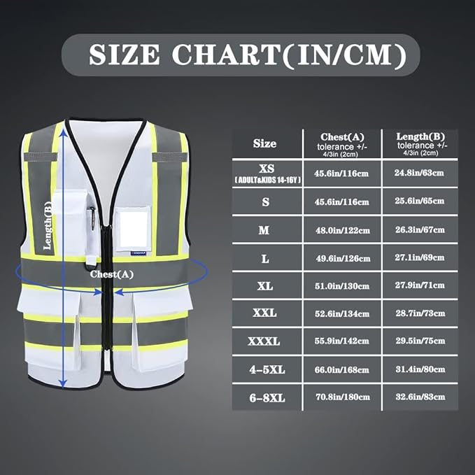 AYKRM 11 color High Vis Reflective Safety Vest for Women Men Security Pocket Zipper