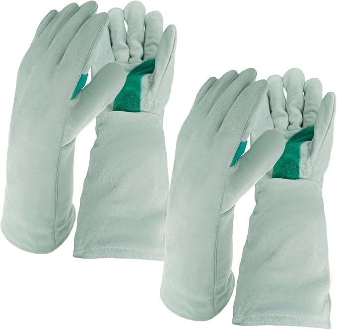 Welding Gloves 16 Inches 2 Pack,Heat Resistant Oven Mitts, 932℉ - Fireproof Leather Work Gloves for bbq/Grill, Baking,Furnace,Stove,Pot Holder,Fireplace, Animal Handling, Welding Accessories.