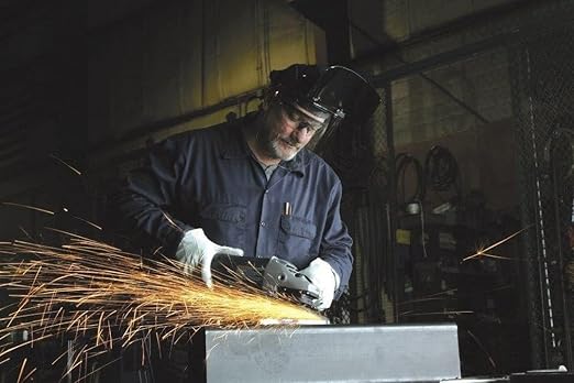 Sellstrom DP4 Face Shield - Lightweight Mask with High Impact Crown & Ratchet Headgear for Work, Grinding, Plasma/Flame Cutting - ANSI Z87.1 - Clear Anti Fog Polycarbonate Window - UV/IR Flip Up Visor