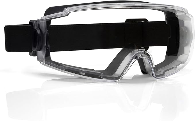Safety Goggles Over Glasses - Anti-Fog Lens Wide Vision Eyewear for Chemistry Lab Work & Industrial Use - ANSI Z87.1 Certified Eye Protection, Impact Resistance, Adjustable Strip - Men & Women