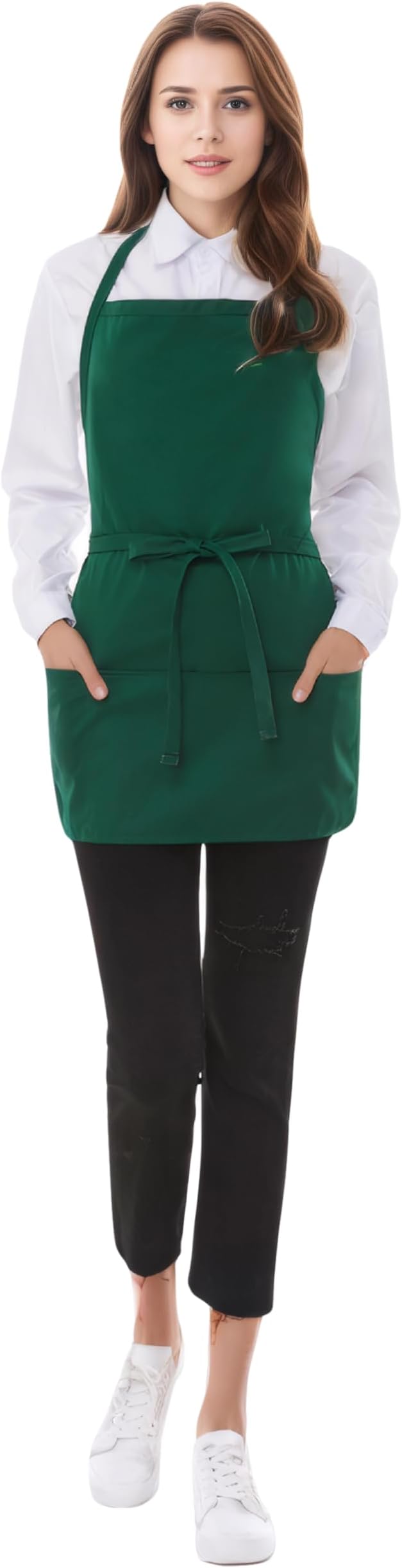 Short Cotton Aprons for Women with 3 Pockets, Chef Apron for Unisex,Waitress Apron for Kitchen Cooking Restaurant BBQ