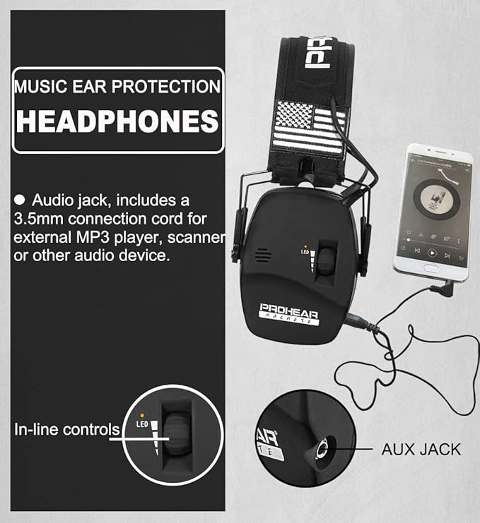 PROHEAR Digital Electronic Shooting Ear Protection Sound Amplification Earmuffs, 23dB NRR Low Profile Noise Reduction Hearing Protection for Gun Range and Hunting, Black
