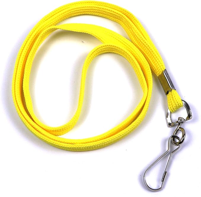 Beebel Lanyards 100 Pack Black Lanyards with Swivel Hook Clips for ID Name Badge Holder (Yellow, 100 Pack)