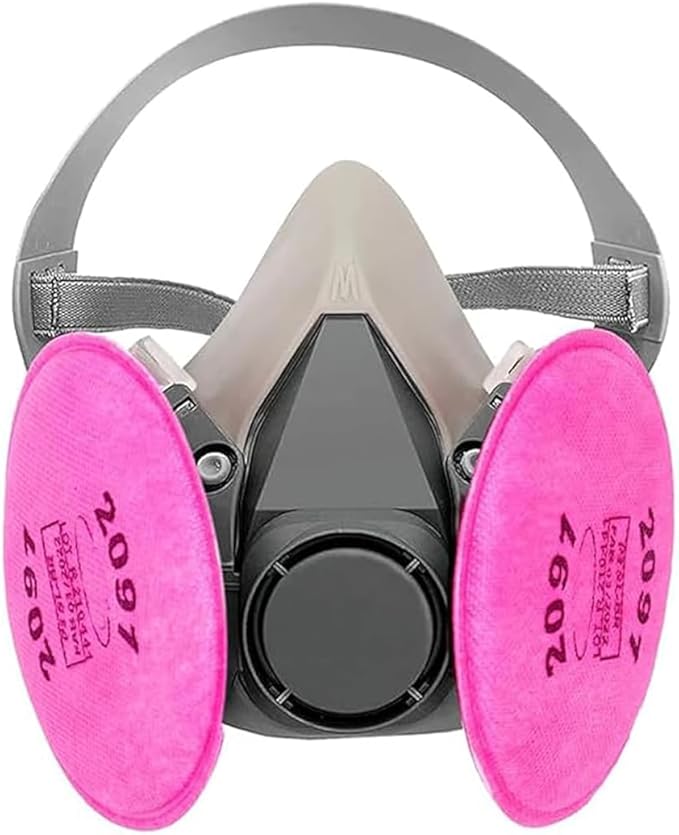 Reusable Half Facepc Cover, with 4pcs 2097 Filter and Earplugs for Paint, Used for Painting, Dust, Welding, Metal Cutting and Other Work Protection ,Organic Vapor Gas Perfect for House DIY Project