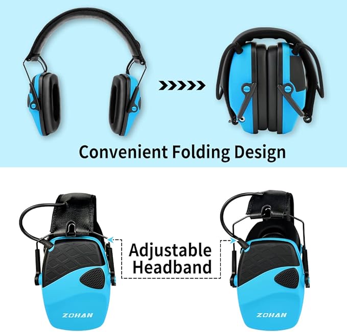 ZOHAN EM054 Electronic Shooting Ear Protection with Sound Amplification, Slim Active Noise Reduction Earmuffs for Gun Range