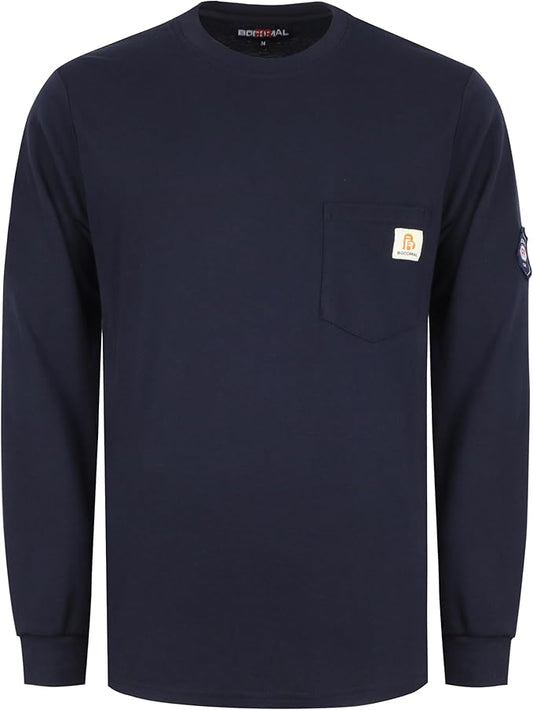BOCOMAL FR Shirts Lightweight Classic Crew Long Sleeve Fire Resistant Shirt CAT2