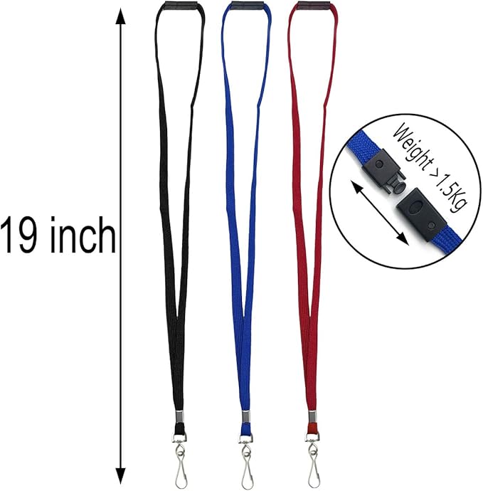 Bird Fiy Lanyards Safety Red Lanyards Neck Flat Premium Breakaway Badge Lanyard with J-Hook for ID Nametag Badge Holder (Red, 50 PCS)