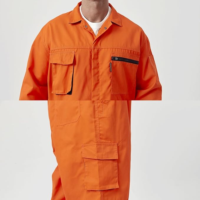 Men's Work Coverall Long Sleeves Overalls Mechanics Coveralls Workwear Jumpsuit with Multi Pockets