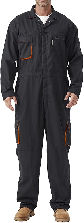 Men's Work Coverall Long Sleeves Overalls Mechanics Coveralls Workwear Jumpsuit with Multi Pockets