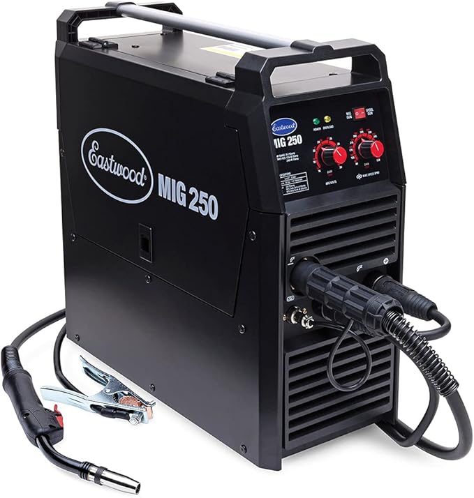 Eastwood 250 Amp MIG Welder Machine for Steel & Aluminum | Heavy Duty Inverter Technology Auto Restoration Welding Machine | Dual Voltage 110V / 220V | Perfect for DIY & Mid-Size Metal Sheet Projects