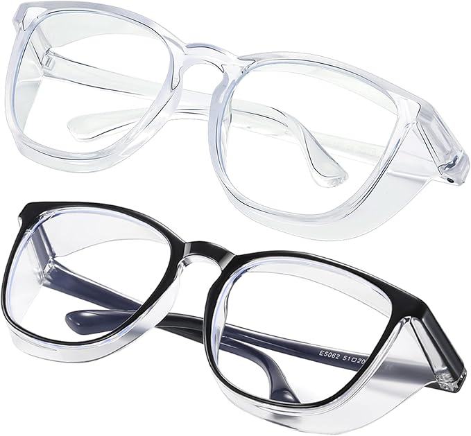 Safety glasses Goggles Nurses Protective Eyewear - Anti Fog Square Frame Stylish Clear Glasses for Women Men
