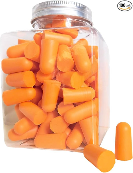 Soft Foam Earplugs 50 Pair,32dB Highest NRR for Noise Reduction,Safety Hearing Protection Ear Plugs for Eliminate The Noise,Contoured for Comfort Slow Rebound,Tapón para el oído (Orange, Normal)