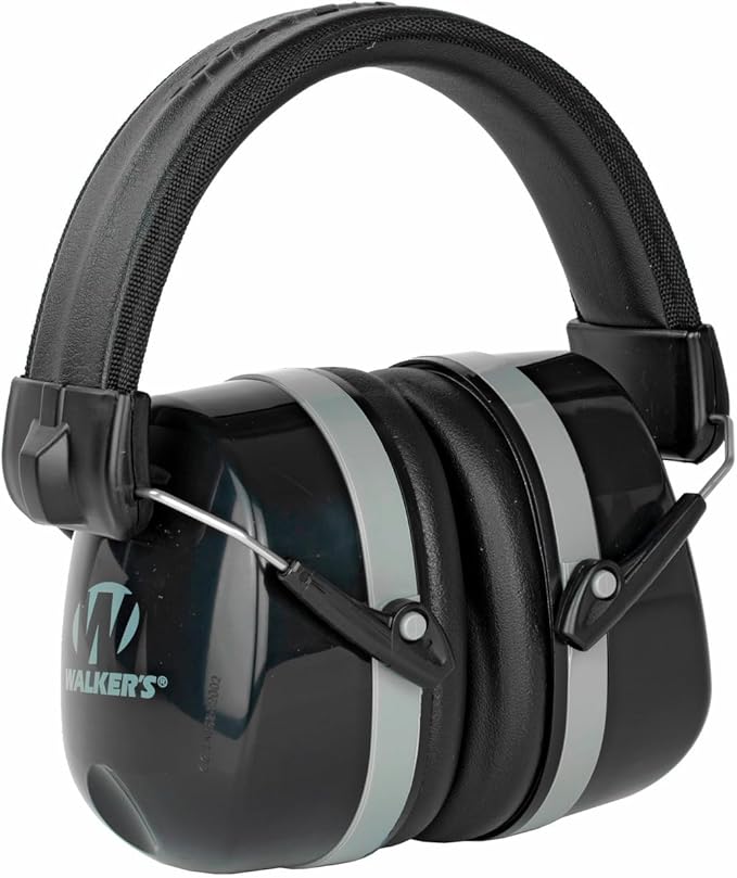 WALKER'S Premium Passive Folding Lightweight 32dB NRR Noise-Blocking Hunting Gun Range Shooting Hearing Protection Muff w/ Padded Headband & PVC Earpads