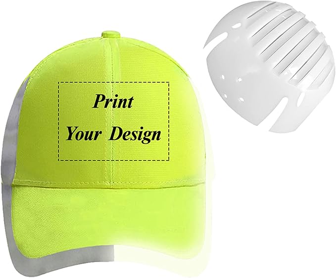 Customizable Safety Bump Cap Baseball Cap Style Hard Hats for Men and Women Lightweight Safety Hat with Reflective Stripes,Print