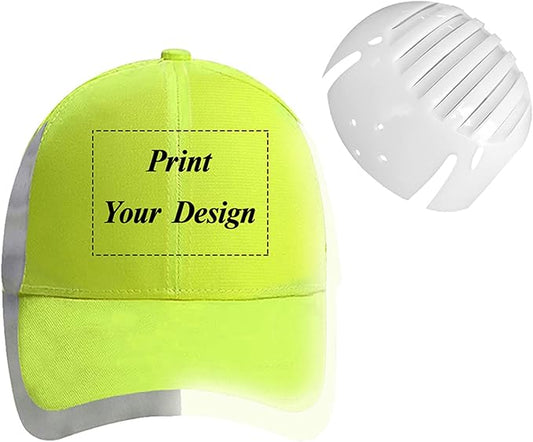 Customizable Safety Bump Cap Baseball Cap Style Hard Hats for Men and Women Lightweight Safety Hat with Reflective Stripes,Print
