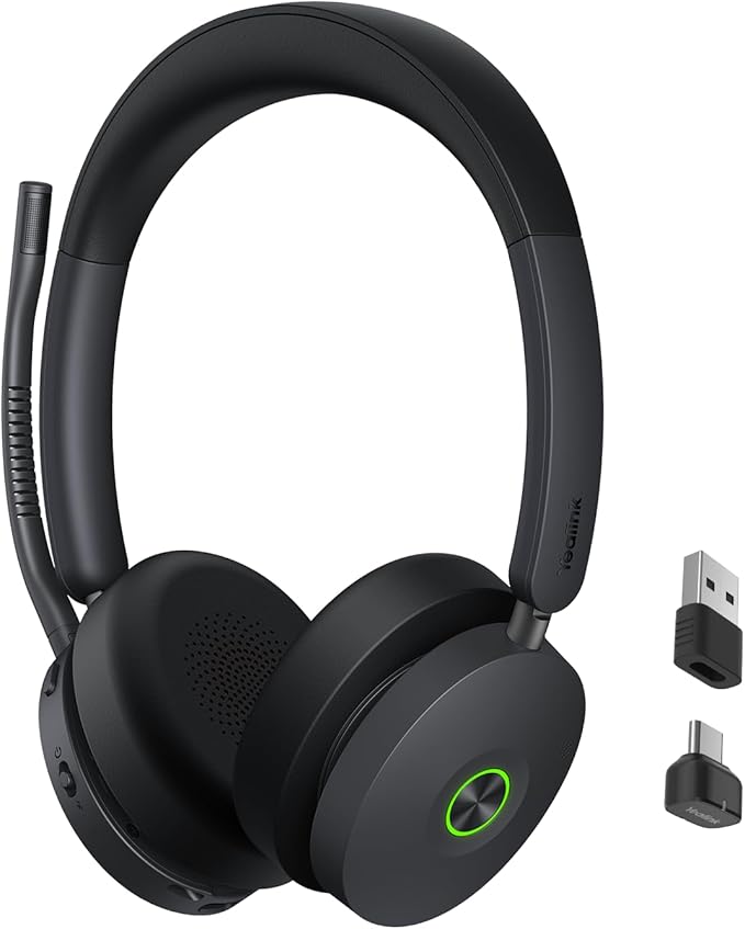 Yealink BH74 ANC Wireless Bluetooth Headset with Mic for Work, 6-mics Hybrid ANC Tech, Microsoft Teams Premium Open Ofﬁce Certified Headsets, up to 32h Talking Battery Life, Zoom Certified
