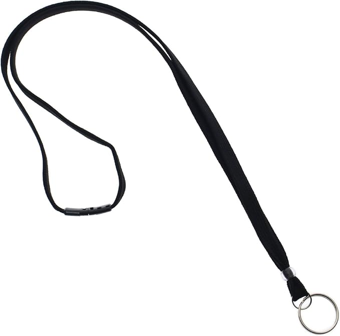 Specialist ID Bulk 25 Pack - Heavy Duty Breakaway Lanyards for Keys and Id's with Key Chain Split Ring - Break-Away Clasp and Keychain Keyring/ID Holder Attachment at Bottom (Black)…